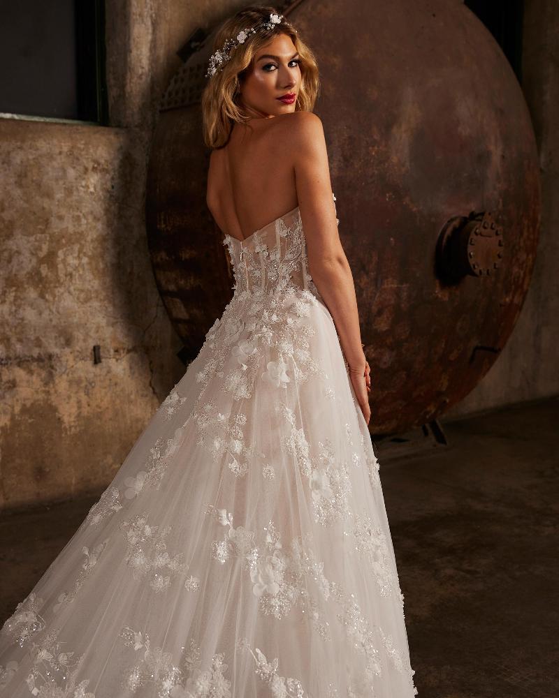 122244 a line sparkly wedding dress with strapless sweetheart neckline4